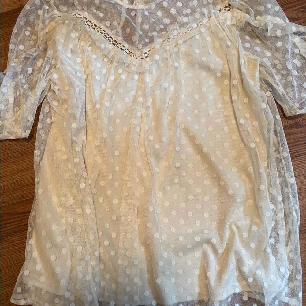 Umgee Short Sleeve Polka Dot Blouse